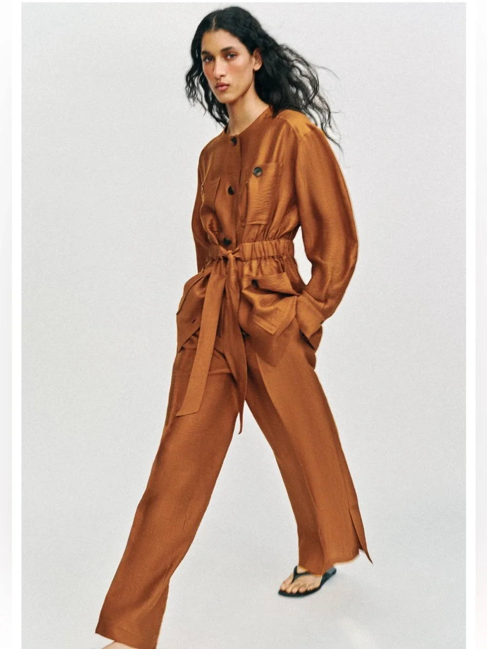 Zara linen blend 2 pcs pants set jacket and matching pants